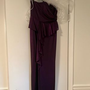 Strapless purple gown